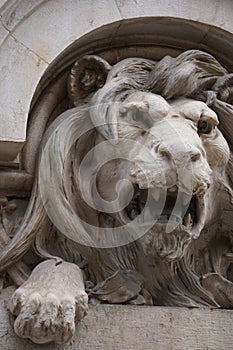 Lion statue seen up close