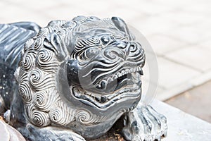 Lion Statue at Shaolin Temple in Dengfeng, Henan, China. It is part of UNESCO World Heritage Site.