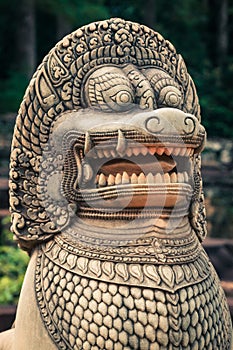 Lion statue on Terrace of the elephants, Angkor Thom, Siemreap