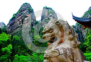 The Lion statue in Yandang Mountain in Wenzhou city , Zhejiang., China