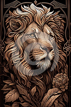 Lion in the style of the ancient Egyptian ornament. Vector illustration.