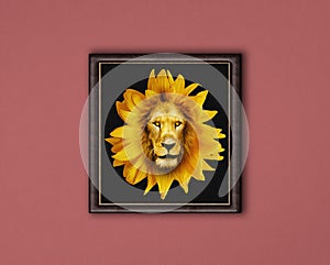 Lion and sunflower picture