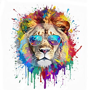Lion with Sunglasses for Sublimation Printing, Lion T-shirt Design Clipart, DTF DTG Printing, Cool Lion With Sunglasses Clipart.