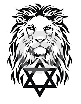 The Lion and the symbol of Judaism - star of David, Megan David, drawing for tattoo