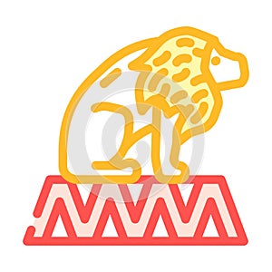 lion tamer carnival vintage show color icon vector illustration
