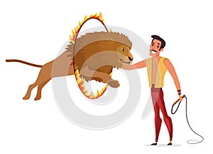 Lion tamer flat color vector illustration isolated on white background photo