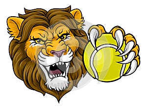 Lion Tennis Ball Animal Sports Team Mascot