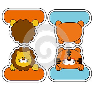 This is lion and tiger name tage. photo