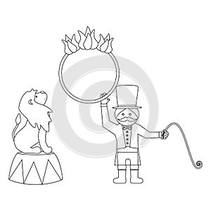 Lion and trainer outline