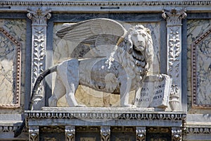 Lion of Venice Sculpture on Scuola Grande di San Marco
