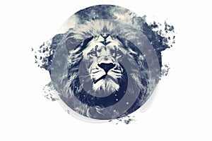 Lion watercolor predator animals wildlife painting . Lion is the king of animals