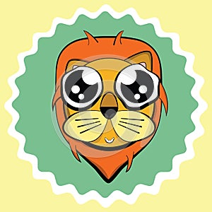 lion with watery eyes. Vector illustration decorative design