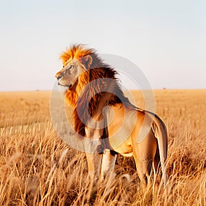 Lion in the wild, wild nature and animals concept