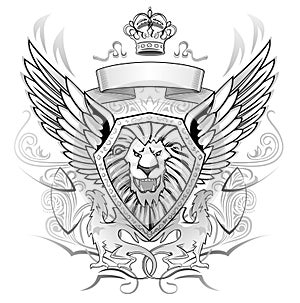 Lion Winged Shield Insignia