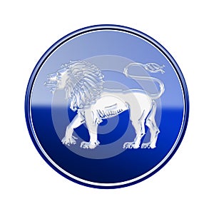 Lion zodiac icon blue.