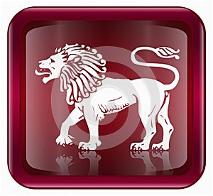 Lion zodiac icon red.