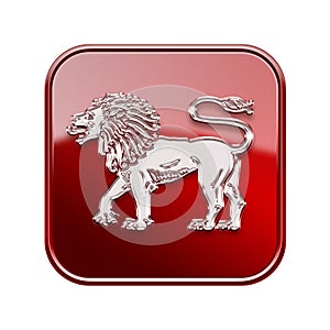 Lion zodiac icon red.