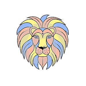 Lion zodiac sign in line art style