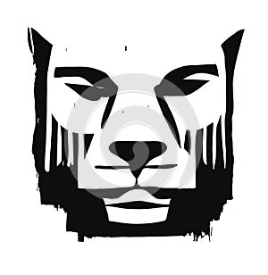 Lioness or cougar head, vector illustration, isolated on white background.