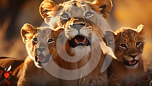 Lioness and cub in the African wilderness generated by AI