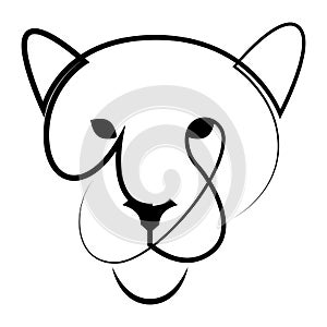 Lioness line art logo template. Puma, lion or jaguar head line icon. Vector illustration.