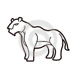 Lioness standing side view graphic vector