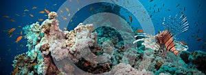 Lionfish on the coral reef underwater