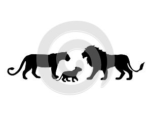 Lions family predator black silhouette animal