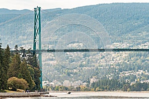 Lions Gate Bridge also known as First Narrows Bridge from Stanley Park