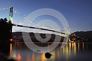 Lions Gate Bridge at night