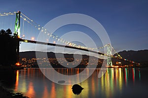 Lions Gate Bridge at night