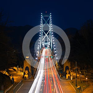 Lions Gate Bridge in night, Vancouver, BC, Canada