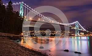 Lions Gate Bridge in Vancouver at Night