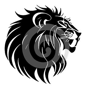 Lions head sketch closeup. Good for tattoo and logo. Editable vector monochrome image with high details isolated on white