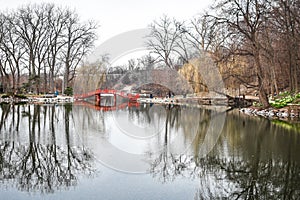 Lions Park Pond Bridge Reflection - Janesville, WI