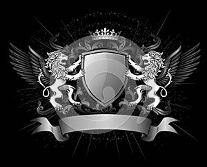 Lions and shield on crest photo