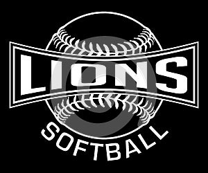 Lions Softball Graphic-One Color-White
