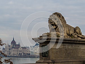 Lions statue, Chain Bridge, Budapest