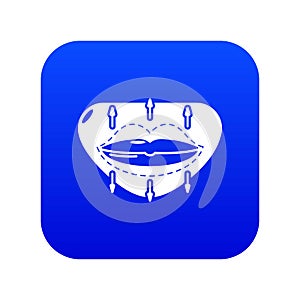 Lip augmentation icon blue vector