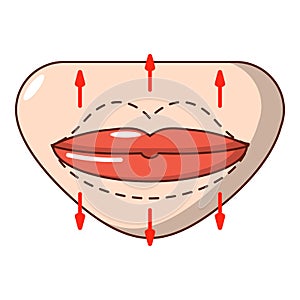 Lip augmentation icon, cartoon style.