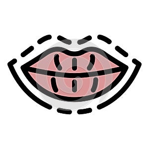 Lip augmentation icon color outline vector