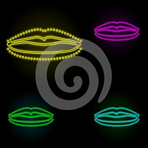 Lip augmentation neon color set icon. Simple thin line, outline vector of anti age icons for ui and ux, website or mobile
