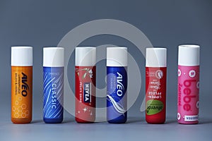 Lip balms, copy space