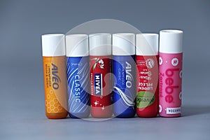 Lip balms, copy space
