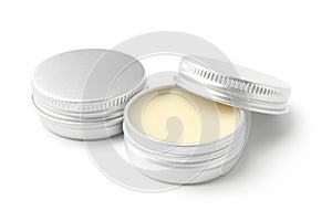 Lip balms isolated on white. Cosmetic product