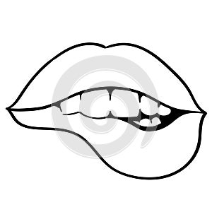Lip biting vector illustration by crafteroks