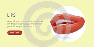 Lip correction. Web advertisement of cosmetic clinic with realistic illustration