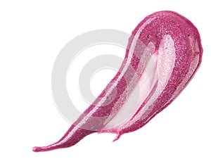 Lip gloss pink sample isolated on white