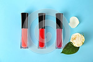 Lip glosses and flowers