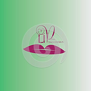 Lip logo design with gradient background and lip minimalist logo design. photo